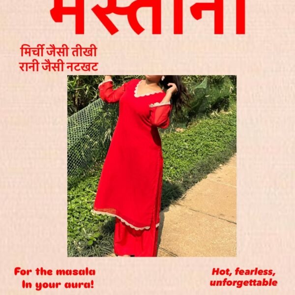 MIRCHI MASTANI V NECK KURTA SET  BY VIVIDSHADES